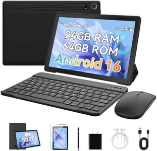 Tablet 10.1 Inch, Android 16 Tablet with 24GB RAM 64 GB ROM 1 TB Expandable, 8 in 1 Tablets with Octa-Core, 1280x800 HD IPS Touch Screen, 5MP+8MP Camera, 5000 mAh, WiFi 6, Bluetooth 5.4 (Black)