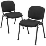 Tangkula Conference Room Chairs Set of 2, Stackable Office Guest Chairs with Upholstered Back & Seat, Ergonomic Office Reception Chairs for Waiting Room, Meeting Room, Reception, Black (2)