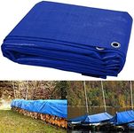 Heavy Duty Tarpaulin Waterproof Cover Tarp Tent Sheet for Camping Caravan Boat Car Picnic Outdoor Furniture Wood Covering with Strong Eyelets (8ft x 12ft)