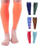 Doc Miller Compression Calf Sleeve for Men & Women, Premium Medical Grade, 20-30mmHg Graduated Support for Running, Calf Tear, Shin Splints, Knee High, Orange Calf Sleeves, Medium Size, 1 Pair