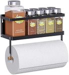 Magnetic Spice Rack, THIPOTEN 2-in-1 Foldable Strong Magnetic Shelf with Paper Towel Holder, Perfect Space Saver for Small Kitchen/Apartment, Easy to Install on The Side of Refrigerator(Black)