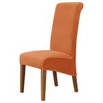 Large Size Stretch Dining Chair Covers Velvet, Dining Chair Slipcovers XL High Back Soft Plush Chair Protector Covers Set Removable Washable (Orange,2 PCS)