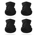 MIVAIUN 4 Pcs Neck Gaiter Scarf, Face Coverings Bandana, Bandana Neck Gaiters, Multifunctional Headwear Bandana, Breathable UV Protection Scarf for Women Men Outdoor Sports, Black One Size (4 Pcs)