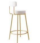 Nutech Decor Velvet Luxury Bar Stools: Opulent High Stool with Fabric Upholstered Seat, Back, and Stackable Design - Elegant Gold Metal Legs for Kitchen, Breakfast, and Counter Seating (65 CM, White)