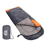 Sleeping Bag 3 Season Warm & Cool Weather - Summer, Spring, Fall, Lightweight,Waterproof Indoor & Outdoor Use for Kids, Teens & Adults for Hiking,Backpacking and Camping (Grey Orange, Single)