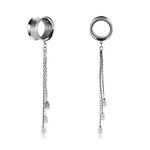 COOEAR Fashion Gauges for Ears Double Flared Tunnels Dangle Chain Expander Stretchers Earrings 2g to 1 inch.