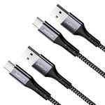 USB C Cable 3A Fast Charge Cable,2PACK 2M+1M Type C Charger Fast Charging,USB C Charger cable fast charging for Samsung Galaxy S10 S9,Huawei P30, P20, Google Pixel, Sony Xperia XZl