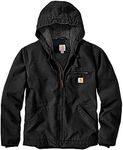 Carhartt Men's Relaxed Fit Washed Duck Sherpa-Lined Jacket Work Utility Outerwear, Black, L