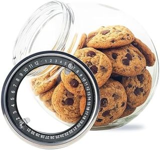 LARGE GLASS JAR WITH LID, COOKIE JAR WITH DATE INDICATOR LID, GLASS CANDY JAR, SUGAR CONTAINER, SNACK JAR, JELLY BEAN JAR, CONTAINER FOR COFFEE, STORAGE FOR DRIED GOODS AND PET TREATS