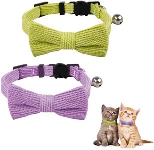 Sychien 2 Pack Cat Collar with Breakaway Bowtie and Bell Adjustable Breakaway Cat Collars for Girl Female Boy Male