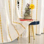 Urban Space Embroidery Curtains for Door, 100% Cotton Curtain 8 Ft Pack of 1 Decorative Curtain with Tassels, Tieback & Eyelets with Curtain, 60-65% Room Darkening Curtain (Vintage Yellow, 8 Feet)