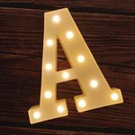 MUMUXI LED Marquee Letter Lights 26 Alphabet Light Up Marquee Number Letters Sign for Wedding Birthday Party Battery Powered Christmas Lamp Night Light Home Bar Decoration (A)