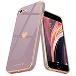 Teageo for iPhone SE 2022 Case iPhone 8 iPhone 7 iPhone SE 2020 Phone Case Cute Heart Pattern for Women Girls Slim Luxury Bling Plating Soft TPU Shockproof Bumper for iPhone 7/8/SE 2/SE 3, Lavender