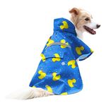 NACOCO Large Dog Raincoat Adjustable-Pet Rubber Ducks Yellow Water Proof Clothes Lightweight Rain Jacket Poncho Hoodies with Strip Reflective Blue(L,Duck)