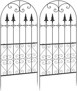 Outsunny Juego de 2 Enrejados de Jardín Soportes para Enredaderas con Marco de Acero para Plantas Trepadoras y Decoración Patio Terraza Exterior 55x128 cm Negro