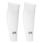 MediCaptain Pre Cut Soccer Sock Sleeves, Companion for Soccer Grip Socks, Securely Holds Shin Guards, Compression Leg Warmer, White, One Size