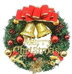 Festive Creations Christmas Wreath, 12 Inch Traditional Christmas Wreath, Artificial Decorative Pine Wreath with Shatterproof Ball Ornaments, Ribbon for Christmas Party Decor, Front Door (Red)