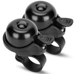 2 Pack Bike Bell - Bicycle Bell for Kids Adults | 120db Classic Mini Loud Bike Ring - MTB Mountain Bike Bell with Crisp Clear Sound for MTB,BMX,City Bike,Scooter - Bike Accessories (2Packs/Black)