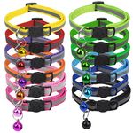 AvoDovA 12 Pcs Cat Collars Adjustable 19-32cm, Reflective Cat Collars with Bells, Nylon Kitten Collars with Quick Release Buckle, Colorful Safety Release Cat Collars for Cats Kitten Puppy Small Dogs