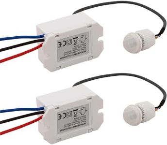 Greluma 2Pcs Interruptor de sensor de infrarrojos,Mini detector de movimiento por infrarrojos para instalación en interiores,Detector de movimiento incorporado de 220V,Rango de detección de 8 m a 360°