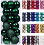 Emopeak 24Pcs Christmas Balls Ornaments for Xmas Christmas Tree - Shatterproof Christmas Tree Decorations Hanging Ball for Holiday Wedding Party Decoration (Dark Green, 2.5"-6.2CM)