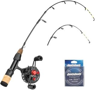 QualyQualy Ice Fishing Rod and Reel Combo 60cm M/ML Inline Ice Fishing Combos 2 Different Tips for Walleye Perch Panfish and Trout (60cm-Right Hand Retreive)