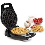 Moss & Stone Belgian Waffle Maker, Electric Waffle Machine, Flips & Non-Stick Grids, Temperature Control, Black Round Waffle