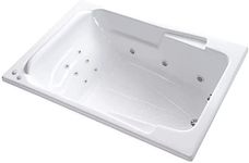 Carver Tubs - SR7148 - Modern Acrylic Fiberglass Whirlpool Water Massage Bathtub, w/Heated 12 adjustable Jet - Modern White Acrylic Rectangle Tub - Deep Relaxing Soak - 71"L x 48"W x 19.5"H