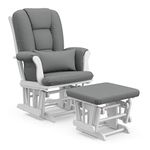 Storkcraft Custom Tuscany Glider and Ottoman, White/Gray