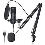 SUDOTACK USB Streaming Podcast PC Microphone, professional 192KHZ/24Bit Studio Cardioid Condenser Mic Kit with sound card Boom Arm Shock Mount Pop Filter, for Skype YouTuber Karaoke Gaming Recording