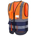 AYKRM Mesh summer hi viz jacket high viz Class 2 hi vis Zipper Front High Visibility vest Hi Vis Executive Vest Waistcoat with Phone & ID Pockets