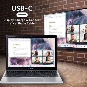 Acer Chromebook Spin 312 12.2" Convertible Laptop – Intel N100, 4GB, 128GB eMMC, Touchscreen, Silver