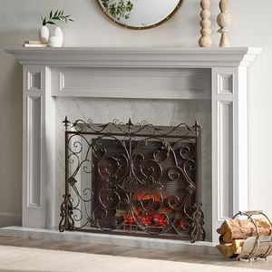 Wrought Fireplace Screen, Ornate Victorian Design, Gold | Intricate detailing adds a refined focal point to hearths and surrounds.