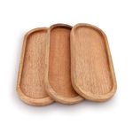 Samhita Mango Oval Wood Tray Set of 3 Perfect for Food Holder/BBQ, Serve Cheese, Sushi, Holiday Snacks, and More. (30.48cm x 12.7cm x 1.90cm)