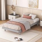 Dolonm Twin Size Floating Bed Frame, Modern Low Profile Platform Bed Frame, Floating Design Bed Slats Support, Noise Free, No Box Spring Needed, Easy Assembly, Grey