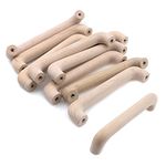 Risbay 10PCS Wood Drawer Pulls Beech Wood Handles Pulls Cupboard Cabinet Pulls for Furniture Dresser Wardrobes Closet