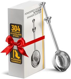 Sourdough Flour Duster for Bread Baking – Powdered Sugar Shaker Duster with Spring-loaded System & One-Handed Operation – 304 Stainless Steel Mini Flour Sifter for Baking, Corn Starch, Cocoa & Spices