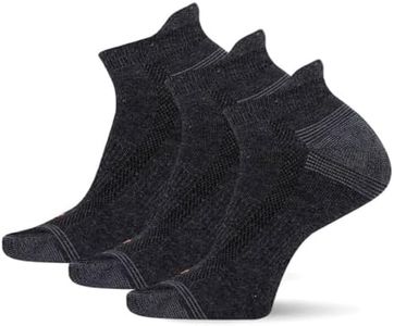 Merrell Men's and Women's Recycled Everyday Half Cushion Socks - 3 Pairs - Breathable Hiking Socks, Low Cut Tab - Black, Small-Medium