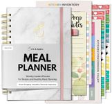 Life & Apples Meal Planner with Grocery List - Meal Prep, Menu Planning, Healthy Diet and Weight Loss Tracking, 1 Year Undated Food Journal 5 X 8 Inch Spiral Notebook, Marble