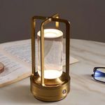 OWEITE Modern LED Table Lamp USB Rechargeable Lamp Dimmable Bar ​Cordless Night Light (Gold)