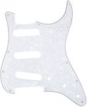 Musiclily SSS 11 Hole Strat Guitar Pickguard for Fender USA/Mexican Made Standard Stratocaster Modern Style, 4Ply White Pearl