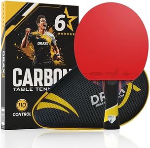 DRAXX SPORTS Table Tennis Bat | Professional 6 Stars Carbon Paddle with Pro Rubber | Superior, Spin & Power | High-Performance Ping Pong Racket | 2.0mm Sponge & EVA Case