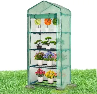 Idzo Mini Greenhouse for Indoor Outdoor, Small Plastic Plant Green House 4-Tier Rack Stand Portable Greenhouses with Durable PE Cover for Seedling