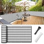 AGJIDSO Balcony Privacy Screen 3.0ft x 20ft, Heavy Duty UV Protection Heat Resistant, Outdoor Privacy Screen with 24 pcs Cable Ties and Rope for Home, Balcony, Garden Patio, Grey White