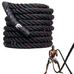 Fit Fusion® PolyPropelene Battle Rope for Gym, Battle Rope for Home, Heavy Battle Rope, 1.5 Inches Diameter (60 FT, Black-Red)