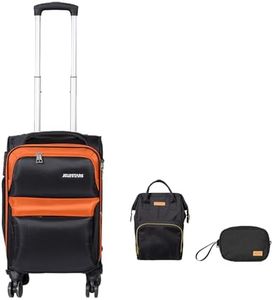 JELLYSTARS Updated 20 inch Carry on Spinner Luggage with Wheels Boarding Softside Travel Suit Case Soft Suitcases with Buit-In TSA Lock(Black Orange)