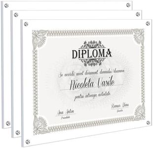 Kalami 3 Pack 11x14 Acrylic Wall Mount Picture Frame Self Adhesive, Floating Frameless Clear Photo Frame for Diploma Certificate Degree Document Display Gallery Wall-Full Frame Size 12.4x15.4