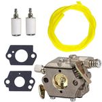 NIMTEK New Carburetor with Fuel Line Fuel Filter Gasket for Tecumseh 640347 640347A TM049XA TC200 TC300 2-Cycle Vertical Engine Strikemaster Jiffy Ice Auger