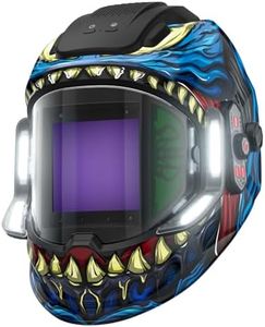 ANDELI Welding Helmet with 4 LED Light, Panoramic Large Viewing Screen 3.94"X3.74" True Color Auto Darkening Welding Helmet, 4 Arc Sensor 4/5-9/9-13 Type-C Charging MONERDB-LED-PRO