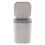 Xowine 2 L Plastic Mini Push-Button Garbage Can, 0.5 Gallon Desktop Tiny Trash Can, Grey